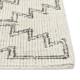 Beliani Hand-Tufted Wool Rug 140 X 200 Cm - Beige And Black Geometric - thumbnail 5