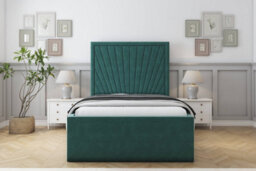 "Sloomy Somerset Emerald Plush Bed Frame With Mattress With 50"" Upholstered Headboard 2'6 Small Single"