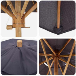 Walplus Garden Parasol Dark Grey 180 X 180 X 230 Cm Bamboo - thumbnail 5