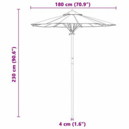 Walplus Garden Parasol Dark Grey 180 X 180 X 230 Cm Bamboo - thumbnail 7