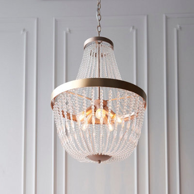 Anson Lighting Caldicott Rose Gold And Clear Glass Beads 5 Light Ceiling Pendant - image 1