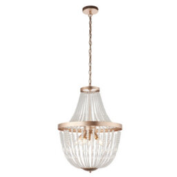 Anson Lighting Caldicott Rose Gold And Clear Glass Beads 5 Light Ceiling Pendant - thumbnail 4