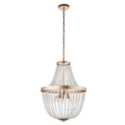 Anson Lighting Caldicott Rose Gold And Clear Glass Beads 5 Light Ceiling Pendant - thumbnail 5