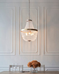 Anson Lighting Caldicott Rose Gold And Clear Glass Beads 5 Light Ceiling Pendant - thumbnail 3