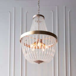 Anson Lighting Caldicott Rose Gold And Clear Glass Beads 5 Light Ceiling Pendant - thumbnail 1