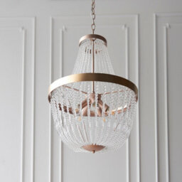 Anson Lighting Caldicott Rose Gold And Clear Glass Beads 5 Light Ceiling Pendant - thumbnail 2