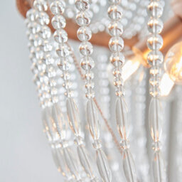 Anson Lighting Caldicott Rose Gold And Clear Glass Beads 5 Light Ceiling Pendant - thumbnail 8
