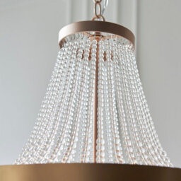 Anson Lighting Caldicott Rose Gold And Clear Glass Beads 5 Light Ceiling Pendant - thumbnail 9