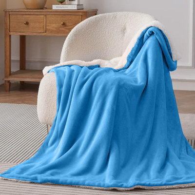 Bedlooms Sky Blue Sherpa Throw Blanket, Reversible & Lightweight Bed & Sofa Blanket, King 200X240Cm - image 1