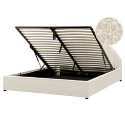 Beliani Ottoman Bed Boucle Chadenet 160 X 200 Cm (Eu King Size) Off-White - thumbnail 1