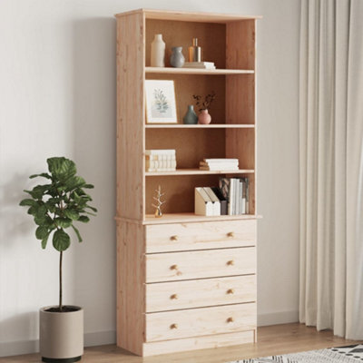Berkfield Bookcase With Drawers Alta 77X35X186.5 Cm Solid Wood Pine - image 1