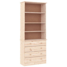 Berkfield Bookcase With Drawers Alta 77X35X186.5 Cm Solid Wood Pine - thumbnail 2