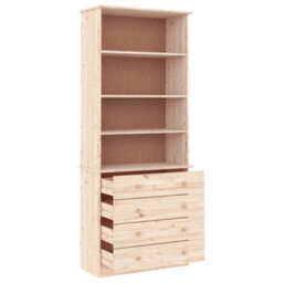 Berkfield Bookcase With Drawers Alta 77X35X186.5 Cm Solid Wood Pine - thumbnail 4