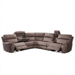 Furnishings For Less UK Valtos 2 Corner 2 Fabric Electric Reclining Corner Sofa Chocolate