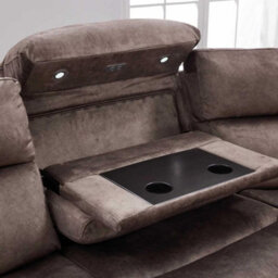 Furnishings For Less UK Valtos 2 Corner 2 Fabric Electric Reclining Corner Sofa Chocolate - thumbnail 7