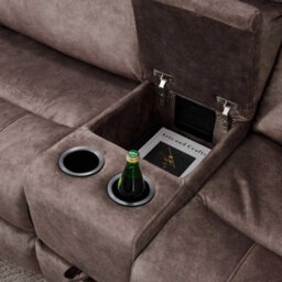 Furnishings For Less UK Valtos 2 Corner 2 Fabric Electric Reclining Corner Sofa Chocolate - thumbnail 6
