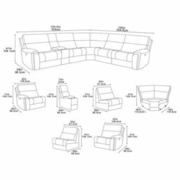 Furnishings For Less UK Valtos 2 Corner 2 Fabric Electric Reclining Corner Sofa Chocolate - thumbnail 9