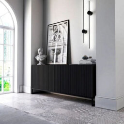 Heze Furniture Elpis Glamour Sideboard Tv Stand 168Cm Push-To-Open Cabinet - Black Matt / Black Frame - thumbnail 4