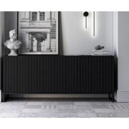 Heze Furniture Elpis Glamour Sideboard Tv Stand 168Cm Push-To-Open Cabinet - Black Matt / Black Frame - thumbnail 5
