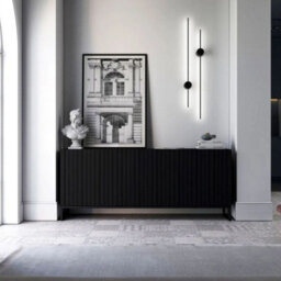 Heze Furniture Elpis Glamour Sideboard Tv Stand 168Cm Push-To-Open Cabinet - Black Matt / Black Frame - thumbnail 2