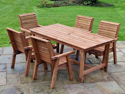 Churnet Valley Garden Furniture Ltd Valley 5 Seat Set 5Xc Table - Timber - L220 X W230 X H95 Cm - Garden Furniture - Minimal Assembly Required - image 1