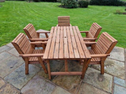 Churnet Valley Garden Furniture Ltd Valley 5 Seat Set 5Xc Table - Timber - L220 X W230 X H95 Cm - Garden Furniture - Minimal Assembly Required - thumbnail 5