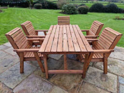 Churnet Valley Garden Furniture Ltd Valley 5 Seat Set 5Xc Table - Timber - L220 X W230 X H95 Cm - Garden Furniture - Minimal Assembly Required - thumbnail 6