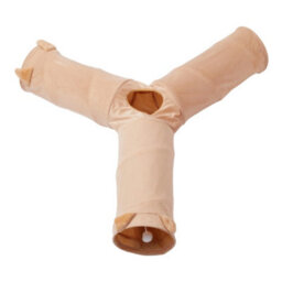 Thehotsale Khaki Collapsible Cat Play Tunnel With Hanging Ball, 119Cm W X 26Cm H - thumbnail 2
