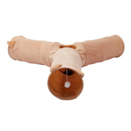 Thehotsale Khaki Collapsible Cat Play Tunnel With Hanging Ball, 119Cm W X 26Cm H - thumbnail 4