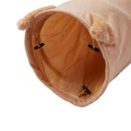 Thehotsale Khaki Collapsible Cat Play Tunnel With Hanging Ball, 119Cm W X 26Cm H - thumbnail 5