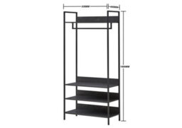 Timber Art Design Zahra Bedroom Double Open Wardrobe 4 Shelves Furniture Storage Cupboard Black - thumbnail 3