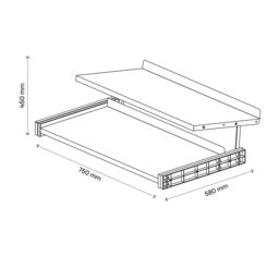 GoodHome Atomia Grey Metallic Effect Full Extension Pull-Out Shoe Rack (W)714mm - thumbnail 3