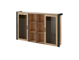 Arte Elegant Aktiv 04 Display Hutch 1800mm In Oak Taurus & Black Matt - Stylish Display Solution H1090mm D320mm - thumbnail 1