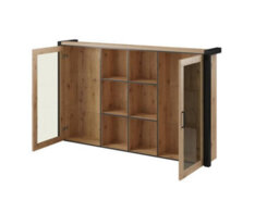 Arte Elegant Aktiv 04 Display Hutch 1800mm In Oak Taurus & Black Matt - Stylish Display Solution H1090mm D320mm - thumbnail 2