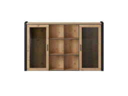 Arte Elegant Aktiv 04 Display Hutch 1800mm In Oak Taurus & Black Matt - Stylish Display Solution H1090mm D320mm - thumbnail 3