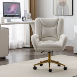 Matteo Ivory Velvet Adjustable Swivel Office Chair With Gold Legs - thumbnail 4