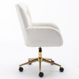 Matteo Ivory Velvet Adjustable Swivel Office Chair With Gold Legs - thumbnail 3