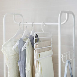 LEDREM Coat Stand, Hall Tree, Coat Rack With Shoe Rack, Storage Shelves, Hallway, Bedroom,matte White And Golden Oak - thumbnail 4