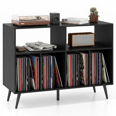 Black Record Player Stand 3 Tier Turntable Table With Vinyl Storage Shelves - image 1