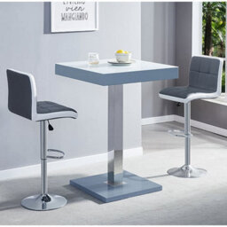 Furniture in Fashion Topaz Glass White Grey Bar Table 2 Copez Grey White Stools - thumbnail 1
