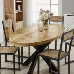 Buttercup Farm Surrey Oval Dining Table 6-8 Seater - Solid Mango Wood/metal - L90 X W180 X H76 Cm - thumbnail 6