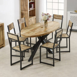 Buttercup Farm Surrey Oval Dining Table 6-8 Seater - Solid Mango Wood/metal - L90 X W180 X H76 Cm - thumbnail 3