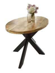 Buttercup Farm Surrey Oval Dining Table 6-8 Seater - Solid Mango Wood/metal - L90 X W180 X H76 Cm