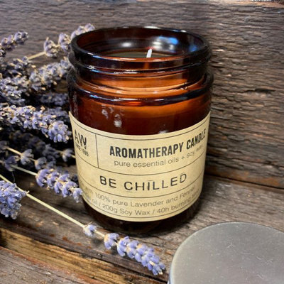 Serenityy Aromatherapy Soy Wax Candle - Be Chilled - 200G Amber Glass Jar, 40H Burn Time - image 1
