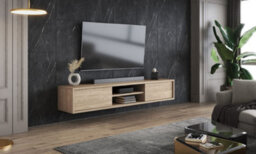 Arte Minimalist Frida 40 Floating Tv Cabinet 1800mm In Light Oak - Sleek Entertainment Centre H320mm D360mm - thumbnail 7