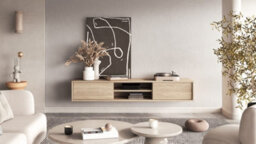 Arte Minimalist Frida 40 Floating Tv Cabinet 1800mm In Light Oak - Sleek Entertainment Centre H320mm D360mm - thumbnail 6