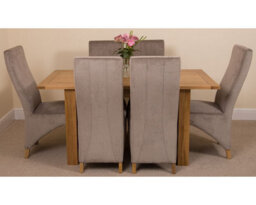 That's Furniture Hampton 120Cm - 160Cm Oak Extending Dining Table And 6 Chairs Dining Set With Lola Grey Fabric Chairs - thumbnail 2