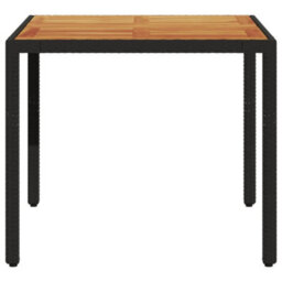 Berkfield Garden Table With Acacia Wood Top Black 90X90X75 Cm Poly Rattan - thumbnail 5