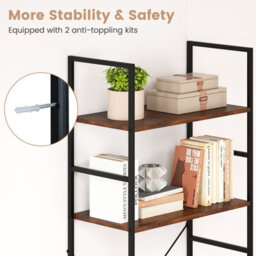 Costway 5-Tier Bookshelf 160 Cm Tall Bookcase With Industrial Shelves & Metal Frame - thumbnail 9