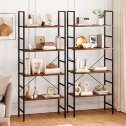 Costway 5-Tier Bookshelf 160 Cm Tall Bookcase With Industrial Shelves & Metal Frame - thumbnail 3